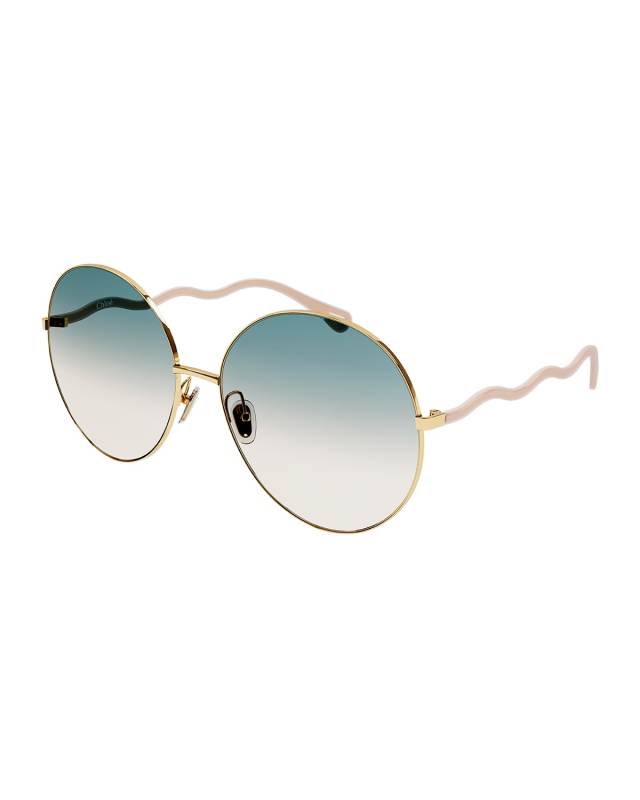 Wavy Round Metal Sunglasses
